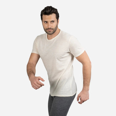 Men's Alpaca Wool T-Shirt: 160 Ultralight Crew Neck color undyed