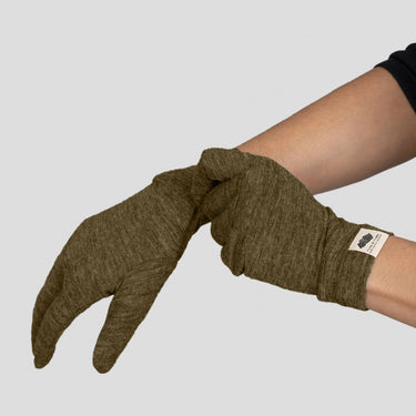 Unisex Alpaca Wool Glove Liners: 160 Ultralight color green