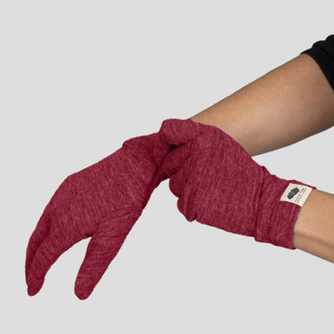Unisex Alpaca Wool Glove Liners: 160 Ultralight color natural red