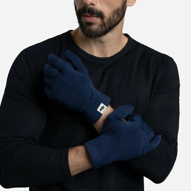 Unisex Alpaca Wool Gloves: 300 Lightweight color navy blue
