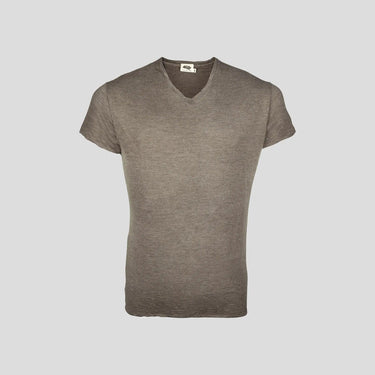 Men's Alpaca Wool T-Shirt: 160 Ultralight V-Neck color natural gray