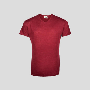 Men's Alpaca Wool T-Shirt: 160 Ultralight V-Neck color natural red