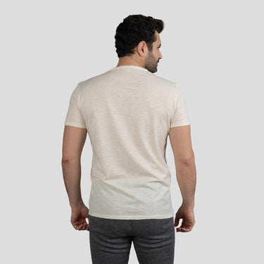 Men's Alpaca Wool T-Shirt: 160 Ultralight V-Neck color natural white