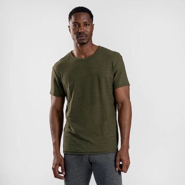 Men's Alpaca Wool T-Shirt: 160 Ultralight Crew Neck color green