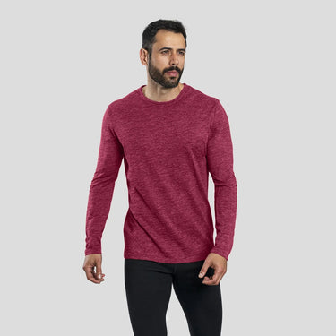 Men's Alpaca Wool Long Sleeve T-Shirt: 160 Ultralight color maroon