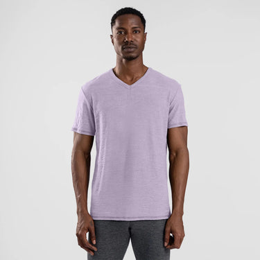 Men's Alpaca Wool T-Shirt: 160 Ultralight V-Neck color lilac