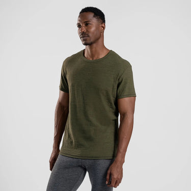 Men's Alpaca Wool T-Shirt: 160 Ultralight Crew Neck color green