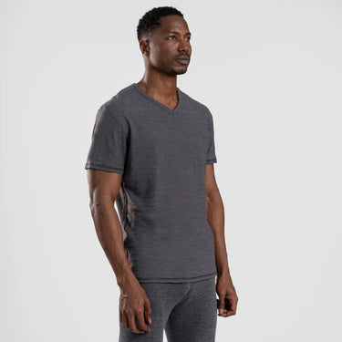 Men's Alpaca Wool T-Shirt: 160 Ultralight V-Neck color gray