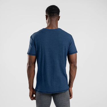 Men's Alpaca Wool T-Shirt: 160 Ultralight Crew Neck color natural blue