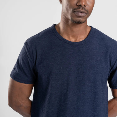 Men's Alpaca Wool T-Shirt: 160 Ultralight Crew Neck color navy blue