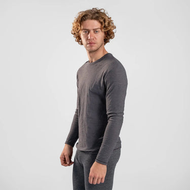 Men's Alpaca Wool Long Sleeve T-Shirt: 160 Ultralight color gray