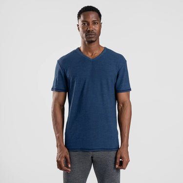 Men's Alpaca Wool T-Shirt: 160 Ultralight V-Neck color natural blue