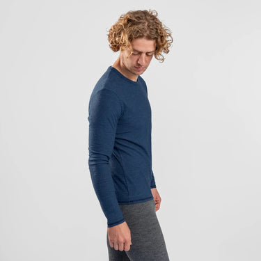 Men's Alpaca Wool Long Sleeve T-Shirt: 160 Ultralight color natural blue