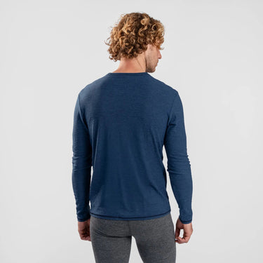 Men's Alpaca Wool Long Sleeve T-Shirt: 160 Ultralight color natural blue