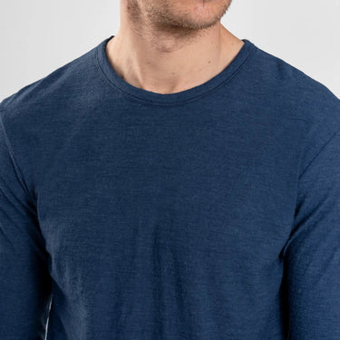 Men's Alpaca Wool Long Sleeve T-Shirt: 160 Ultralight color natural blue