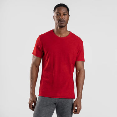 Men's Alpaca Wool T-Shirt: 160 Ultralight Crew Neck color red