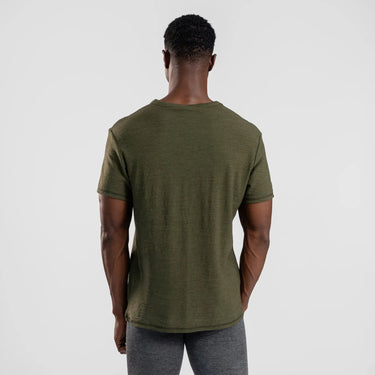Men's Alpaca Wool T-Shirt: 160 Ultralight V-Neck color green
