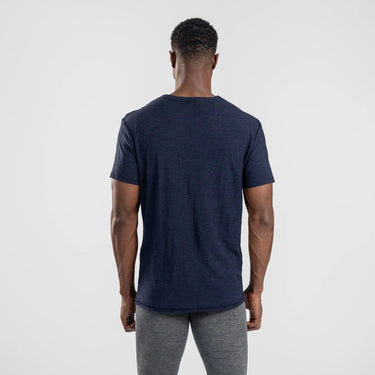 Men's Alpaca Wool T-Shirt: 160 Ultralight V-Neck color navy blue