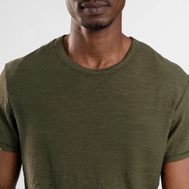 Men's Alpaca Wool T-Shirt: 160 Ultralight Crew Neck color green
