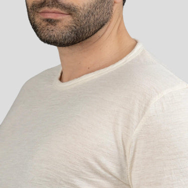 Men's Alpaca Wool Long Sleeve T-Shirt: 160 Ultralight color natural white