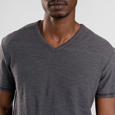 Men's Alpaca Wool T-Shirt: 160 Ultralight V-Neck color gray