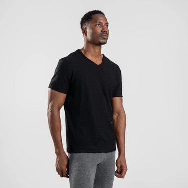 Men's Alpaca Wool T-Shirt: 160 Ultralight V-Neck color black