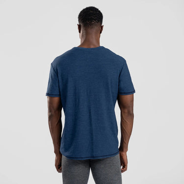 Men's Alpaca Wool T-Shirt: 160 Ultralight V-Neck color natural blue