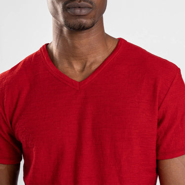 Men's Alpaca Wool T-Shirt: 160 Ultralight V-Neck color red