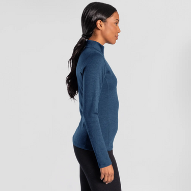 womens all purpose baselayer half zip color natural blue