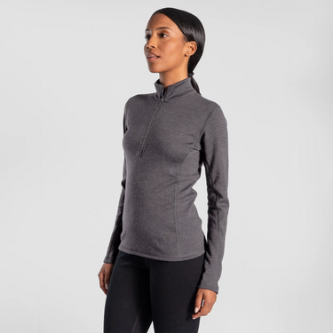 womens breathable baselayer half zip color gray