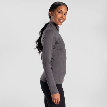 womens comfortable fit baselayer half zip color gray