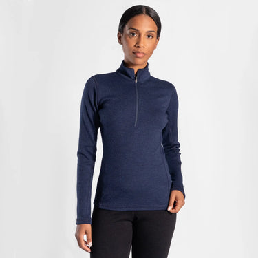 womens fast drying baselayer half zip color navy blue