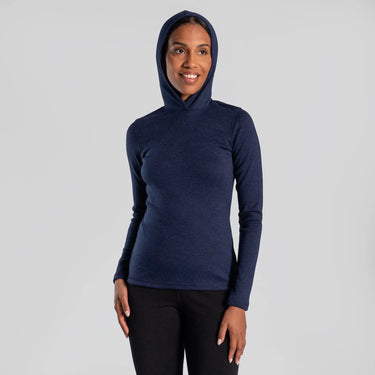 womens fast drying pullover hoodie color navy blue