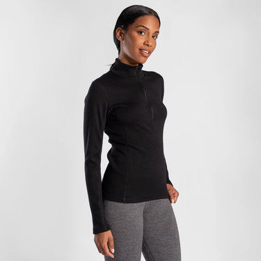 womens high performance baselayer half zip color black