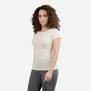 Women's Alpaca Wool T-Shirt: 160 Ultralight Crew Neck color Undyed