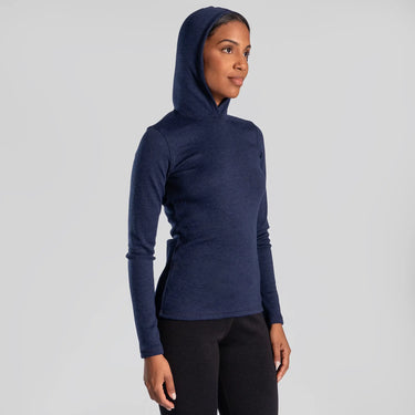 womens temperature regulate pullover hoodie color navy blue
