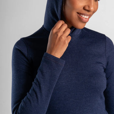 womens versatile design pullover hoodie color navy blue
