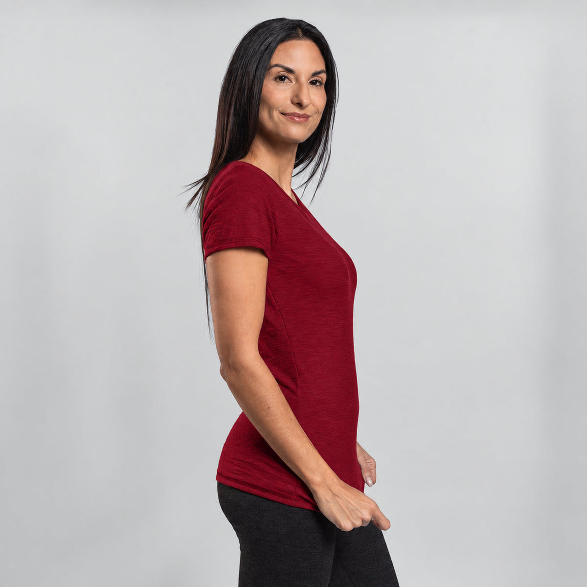 womens most comfortable tshirt crew neck color natural maroon