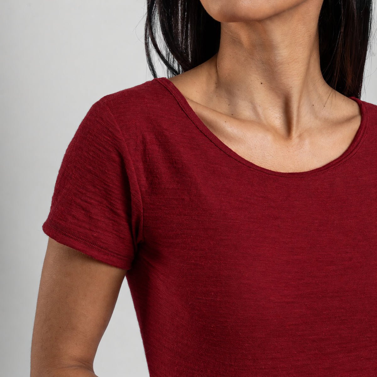 womens most comfortable tshirt crew neck color natural maroon