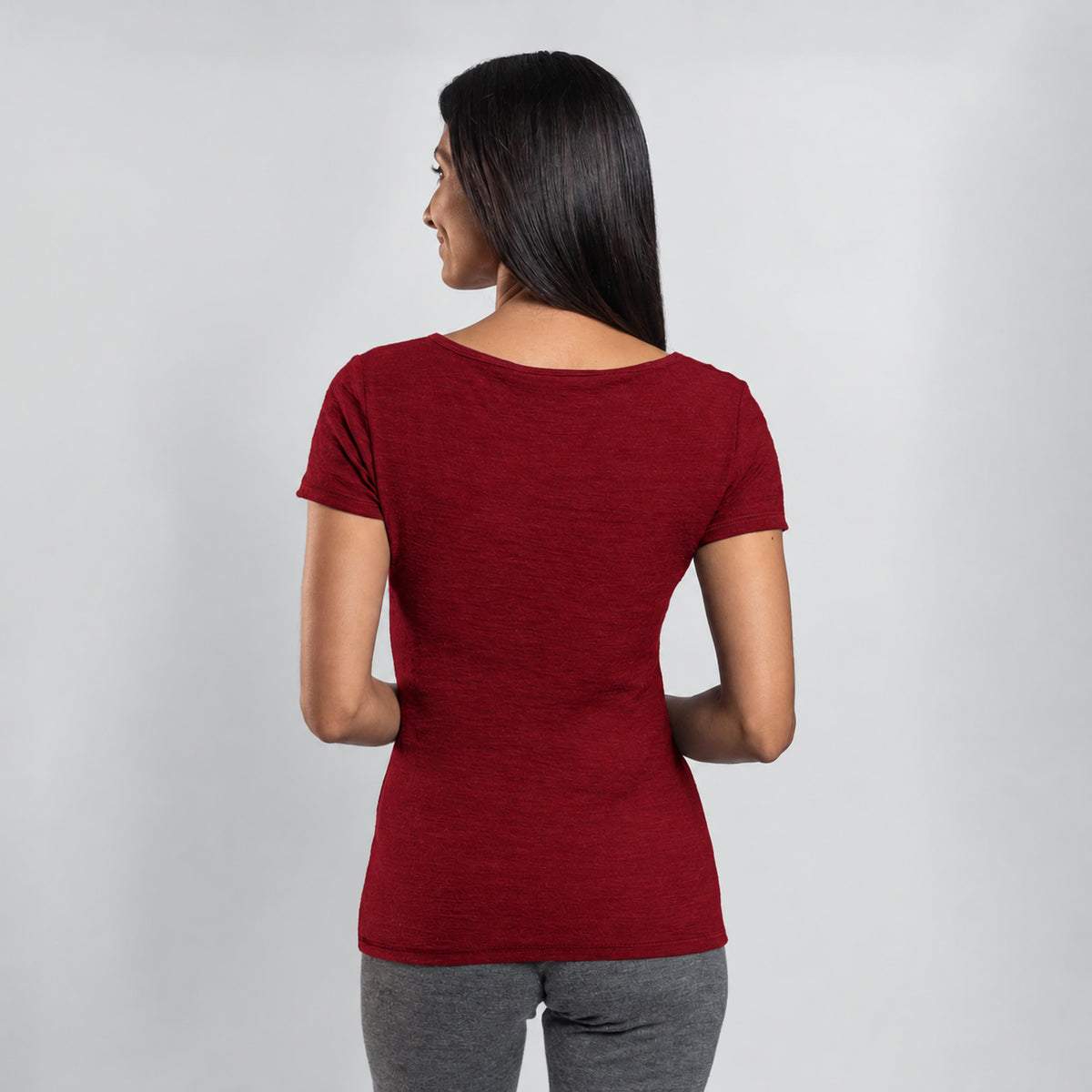 womens most comfortable tshirt crew neck color natural maroon