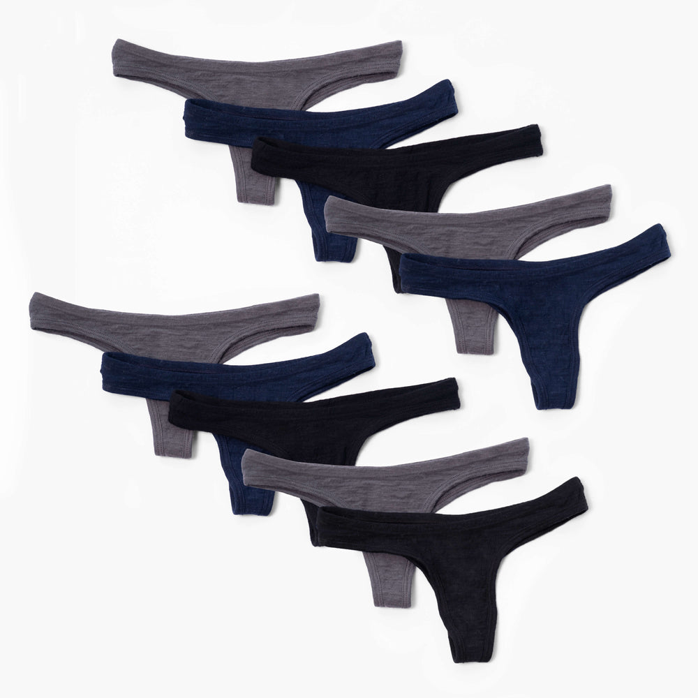 10 Pack Bundle - Women's Alpaca Wool Thong: 160 Ultralight
