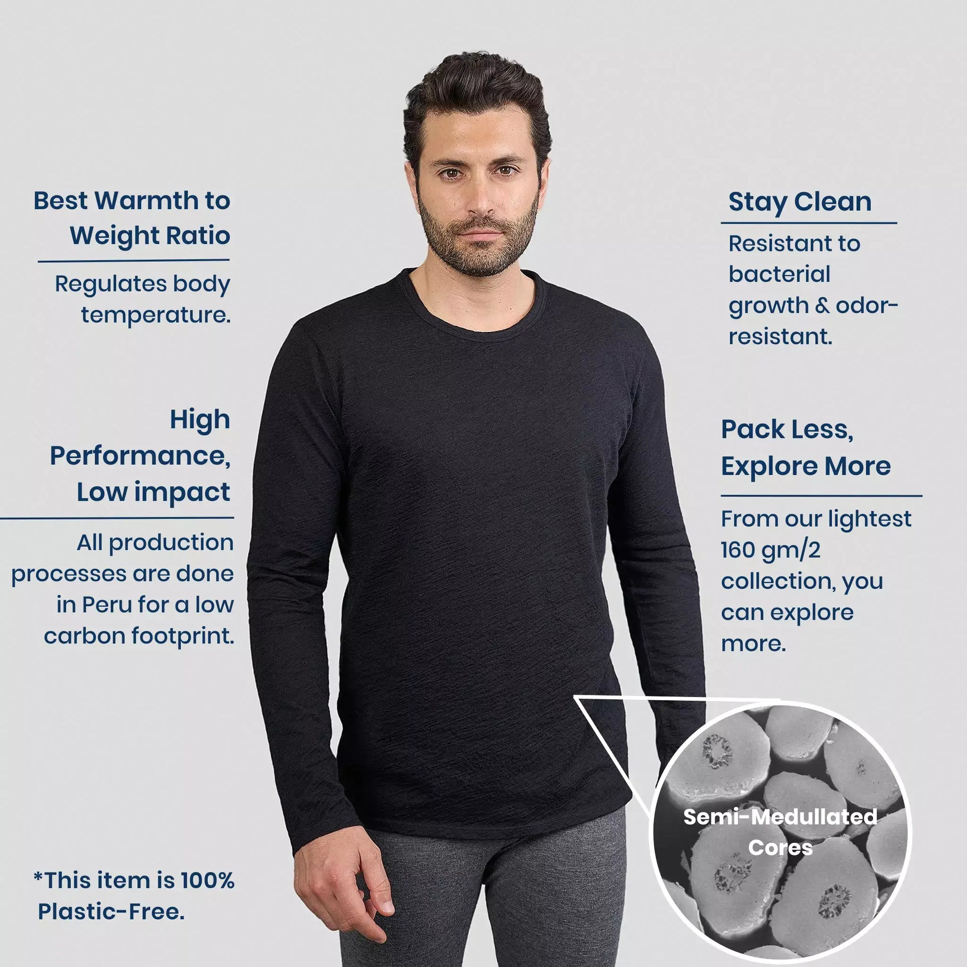 Workforce Mens Long Sleeve Thermal T-Shirt Medium Grey