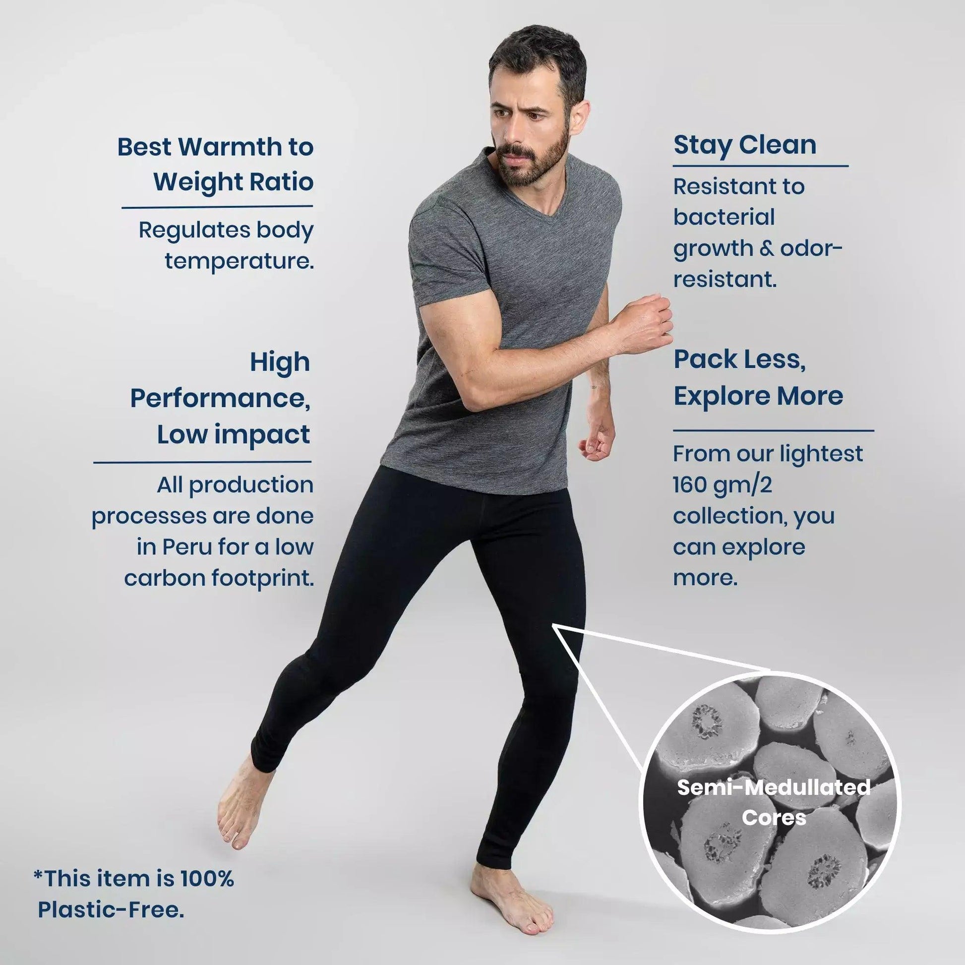 Men s Alpaca Wool Leggings 300 Lighweight Arms of Andes