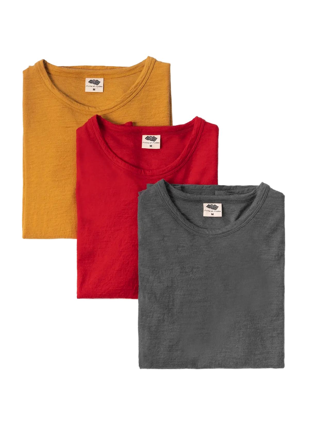 3 Pack Bundle - Men's Alpaca Wool T-Shirt: 160 Ultralight Crew Neck