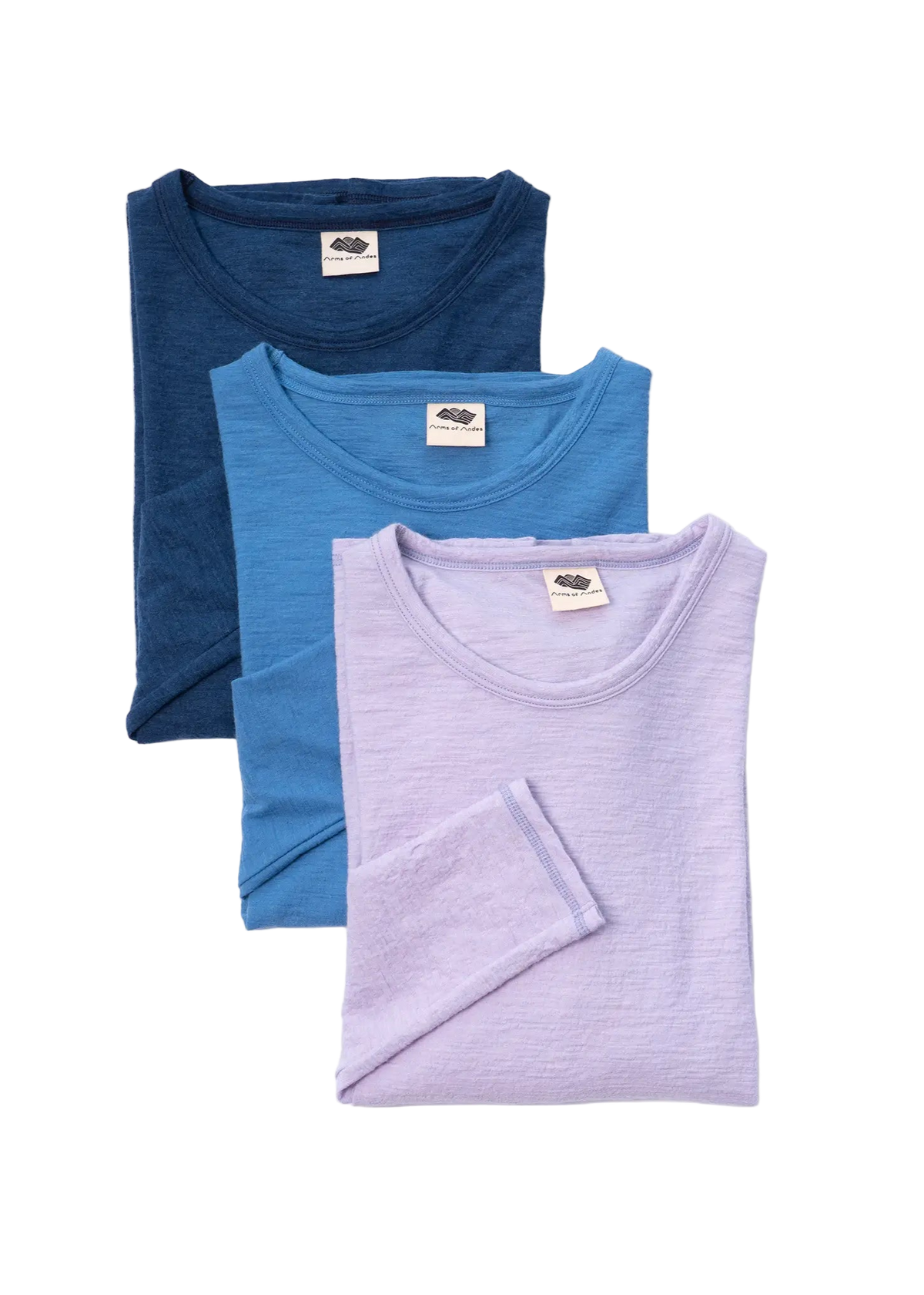 3 Pack Bundle - Men's Alpaca Wool Long Sleeve T-Shirt: 160 Ultralight
