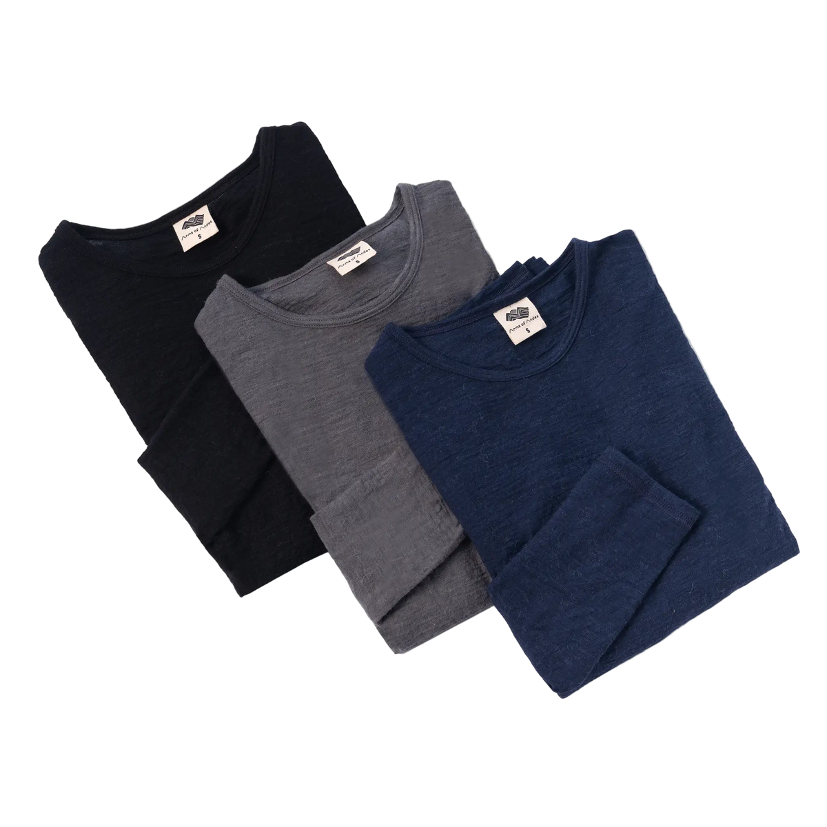 3 Pack Bundle - Women's Alpaca Wool Long Sleeve T-Shirt: 160 Ultralight