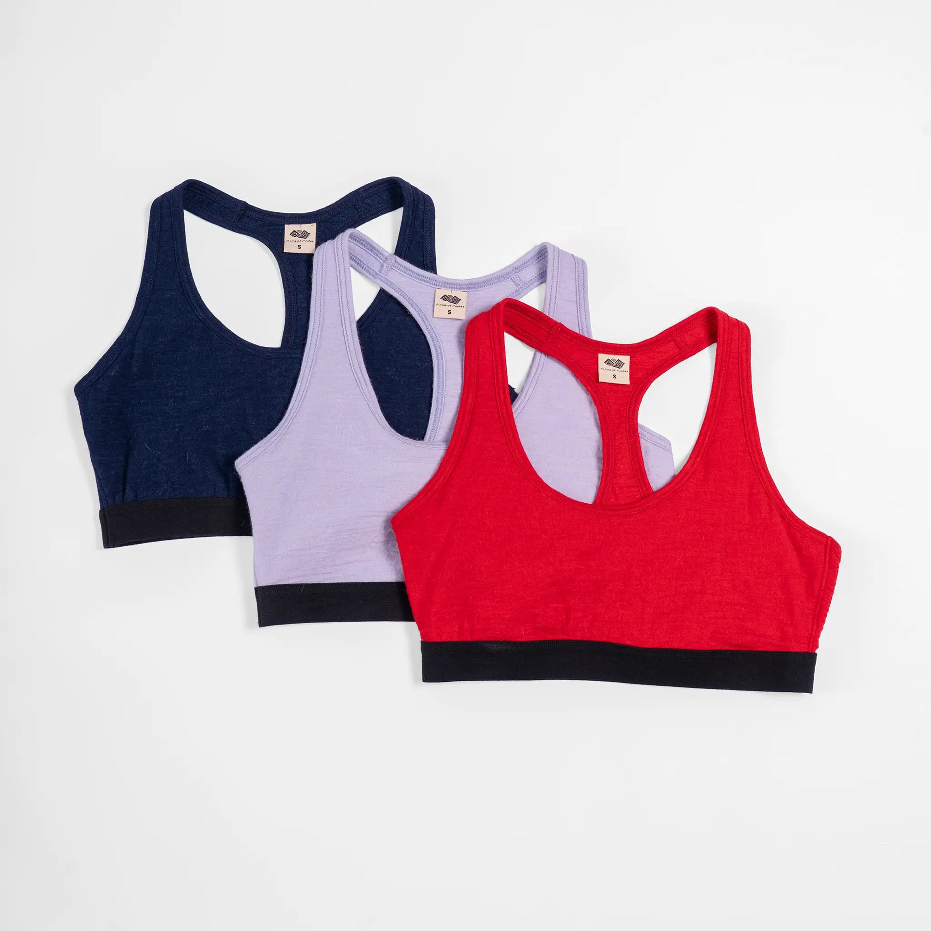 3 Pack Bundle Alpaca Wool Sports Bra 160 Ultralight