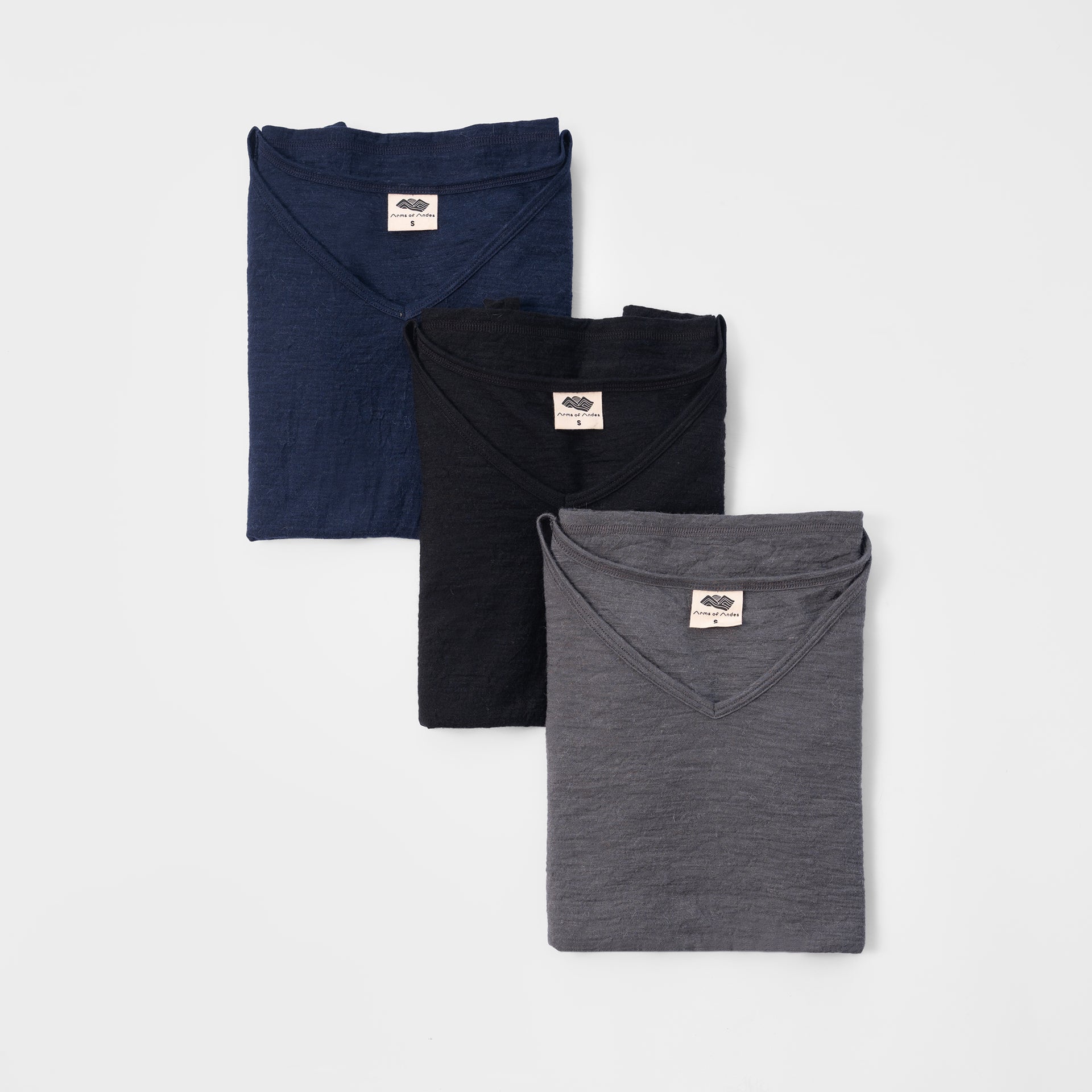 3 Pack Bundle Alpaca Wool T Shirt 160 Ultralight V Neck