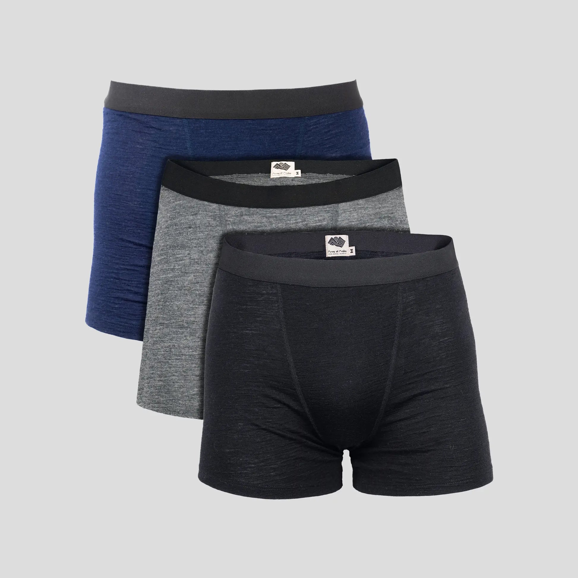 Men's Organic Cotton Boxers Triple Pack in Black/charcoal/grey