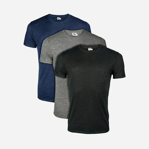 3 Pack Bundle - Men's Alpaca Wool Crew Neck T-Shirts: 160 Ultralight